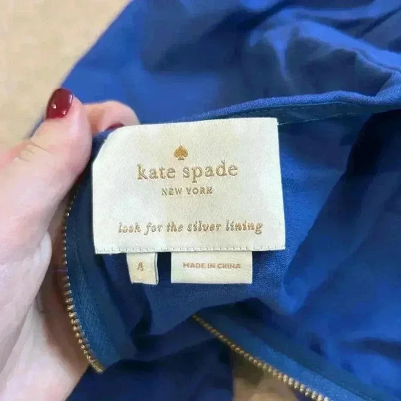 Kate Spade Womens Ponte Royal Blue V-Neck Mini A-Line Dress Size 4 - Picture 5 of 5